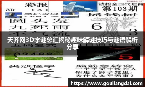 天齐网3D字谜总汇揭秘趣味解谜技巧与谜语解析分享