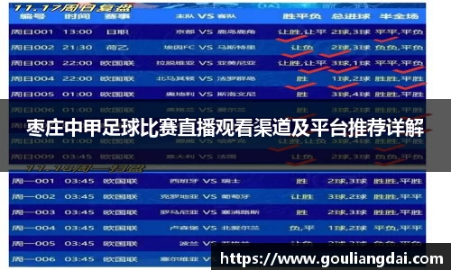 枣庄中甲足球比赛直播观看渠道及平台推荐详解