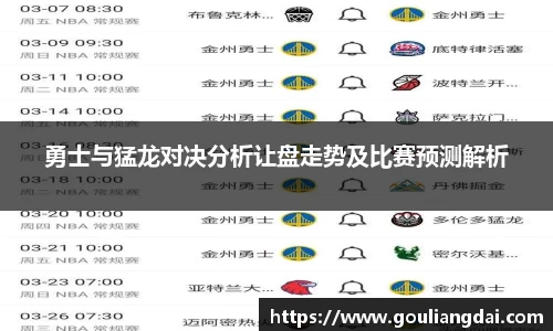 勇士与猛龙对决分析让盘走势及比赛预测解析